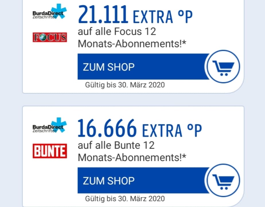 21111 Payback Punkte für Focus Abo