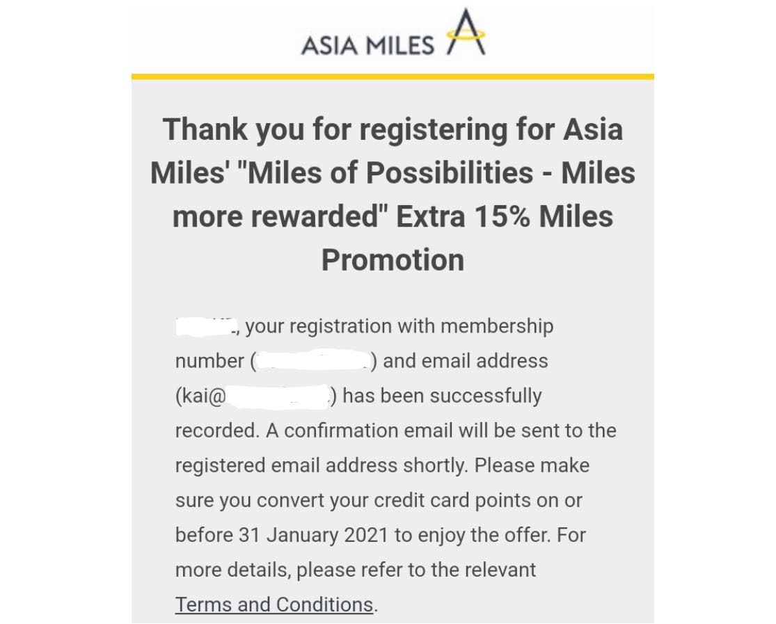 Asia Miles Transferbonus Anmeldung