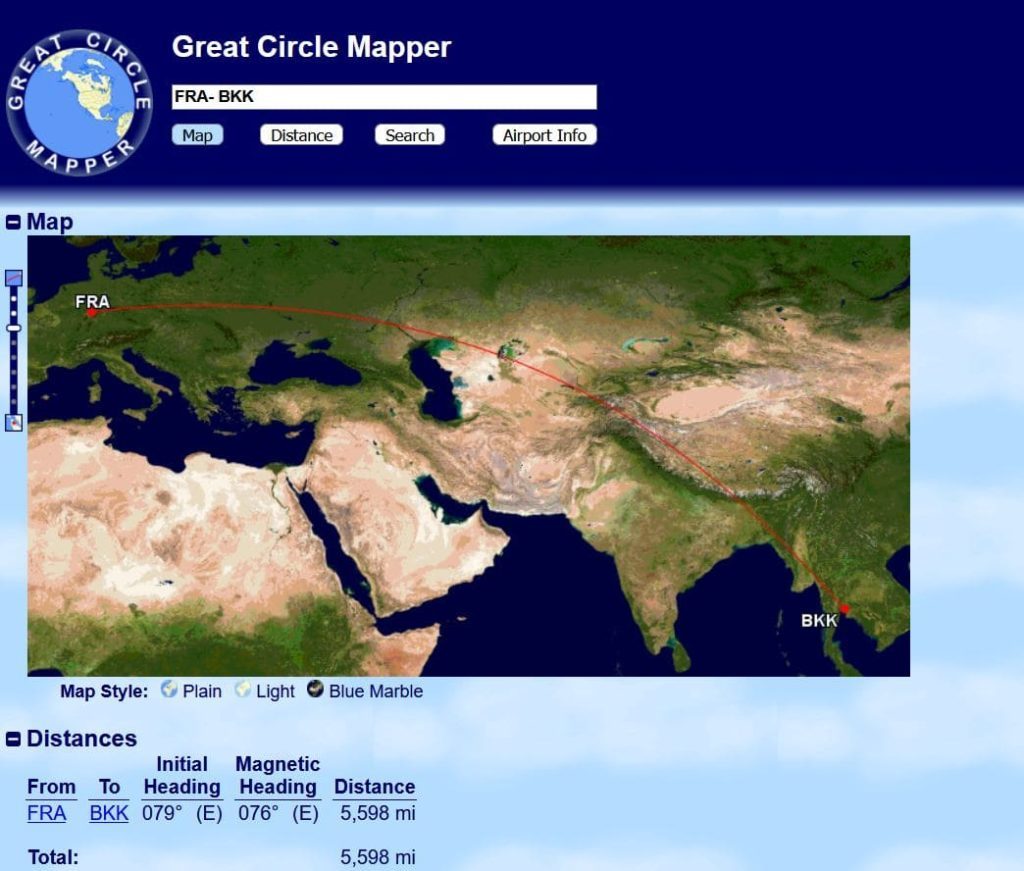 Great Circle Mapper FRA- BKK