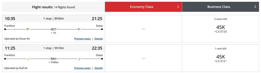 Mit Meilen nach Dubai - Aeroplan