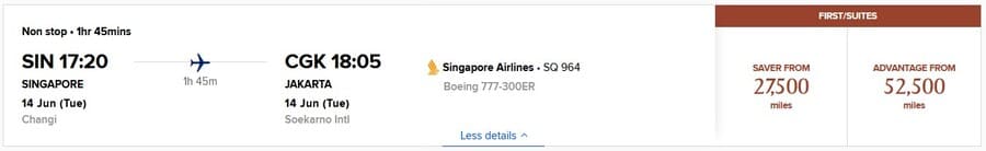 Singapore Airlines First Class nach Jakarta