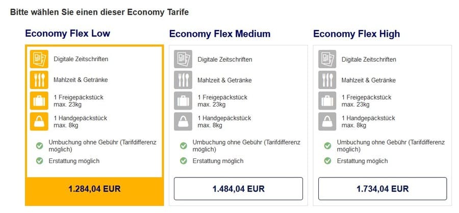Lufthansa Flex Tarife 