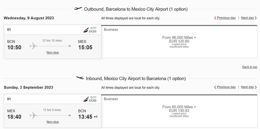 Mit Meilen nach Mexiko - Emirates Business Class BCN- MEX