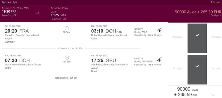 Mit Meilen nach Brasilien - Qatar Airways