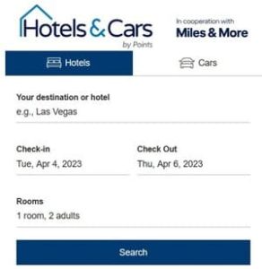 Miles and More Meilen mit Hotels & Cars by Points
