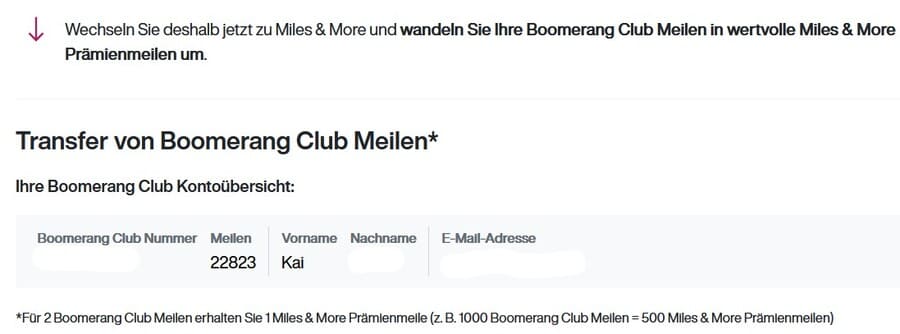 Boomerang Club Meilentransfer