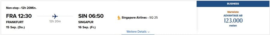 Krisflyer Warteliste Singapore Airlines