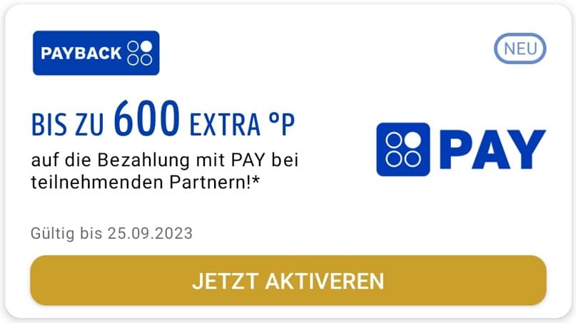 600 Payback Punkte extra mit Payback PAY