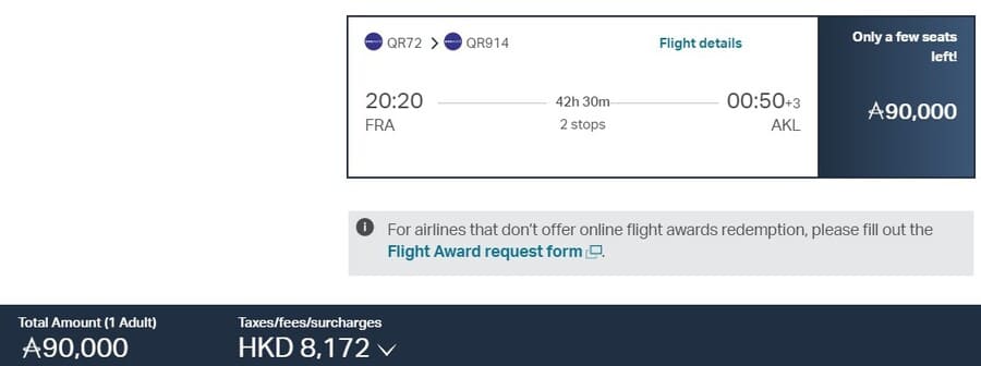 Mit Meilen nach Neuseeland - Qatar Airways über Cathay