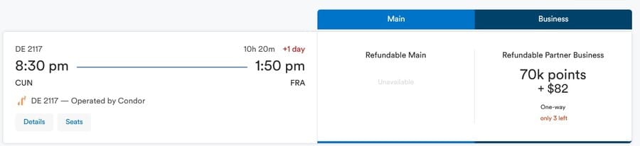Condor Business Class CUN-FRA
