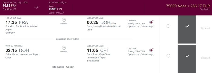 Mit Meilen nach Südafrika - Qatar Airways